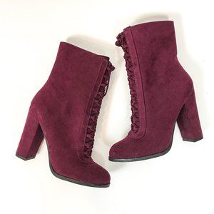 Carlos Suede Heel Booties with ties Size 6